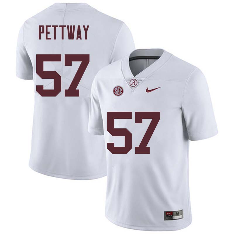 Men #57 D.J. Pettway Alabama Crimson Tide College Football Jerseys Sale-White